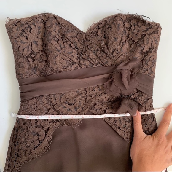Elegant Strapless Brown Lace Dress - Picture 9 of 14